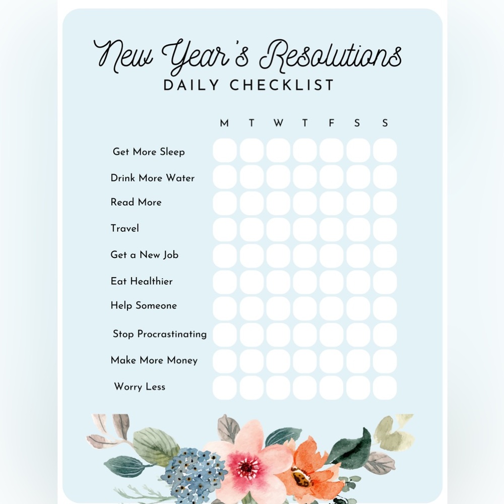 New year’s resolution checklist